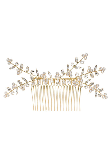 Bud Pearl Bridal Statement Comb - bridal comb - Elizabeth Bower