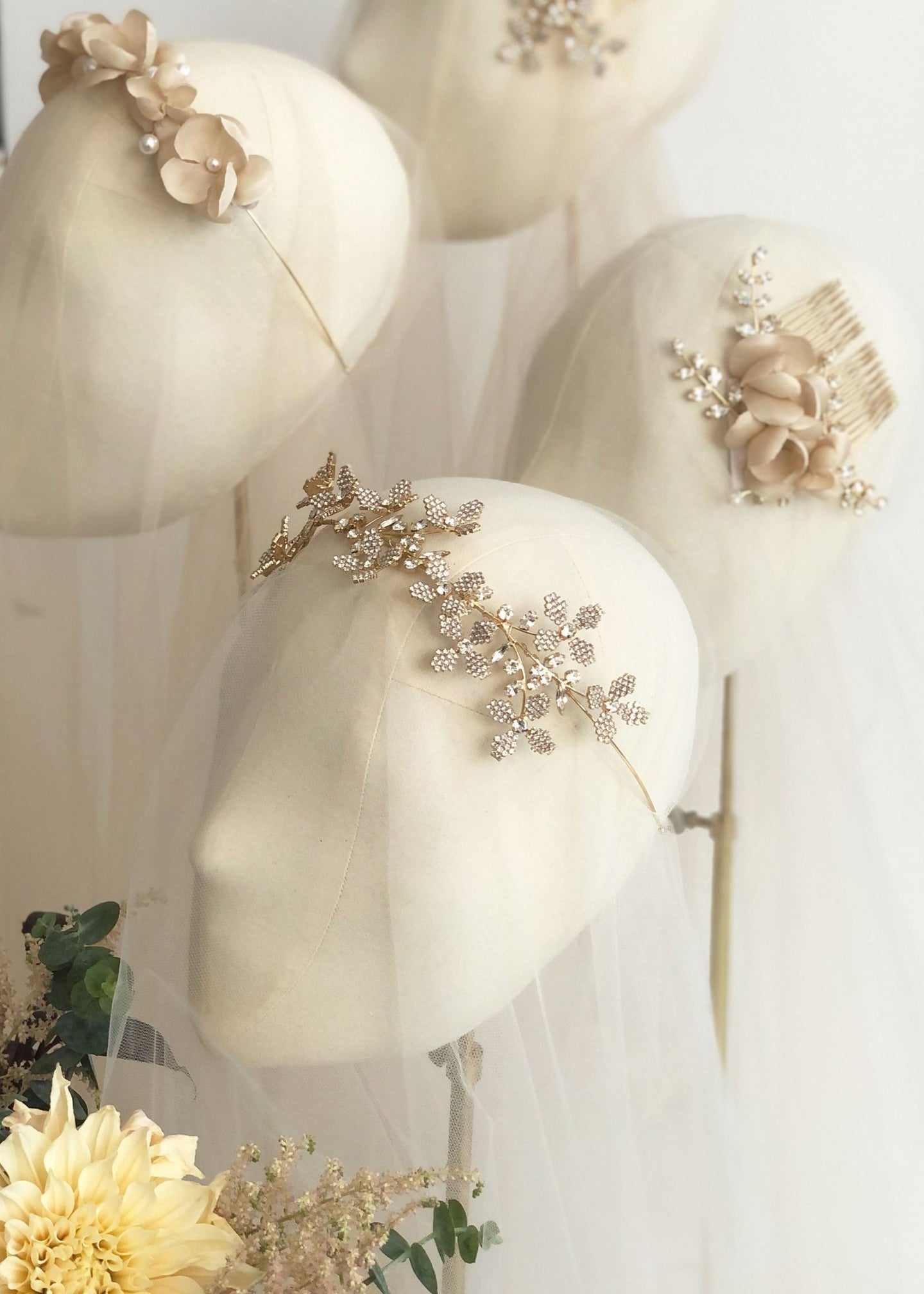 Budding Cascade Crystal Bridal Hairpiece - bridal Earrings - Elizabeth Bower