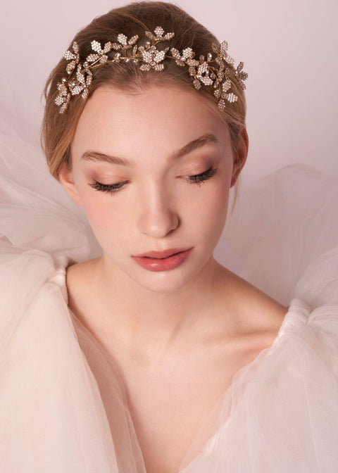 Budding Cascade Crystal Bridal Hairpiece - bridal Earrings - Elizabeth Bower