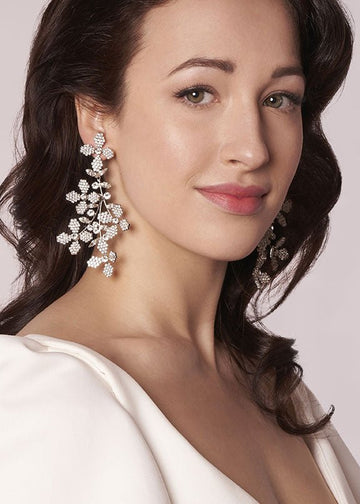 Budding Cascade Crystal Chandeliers - bridal Earrings - Elizabeth Bower