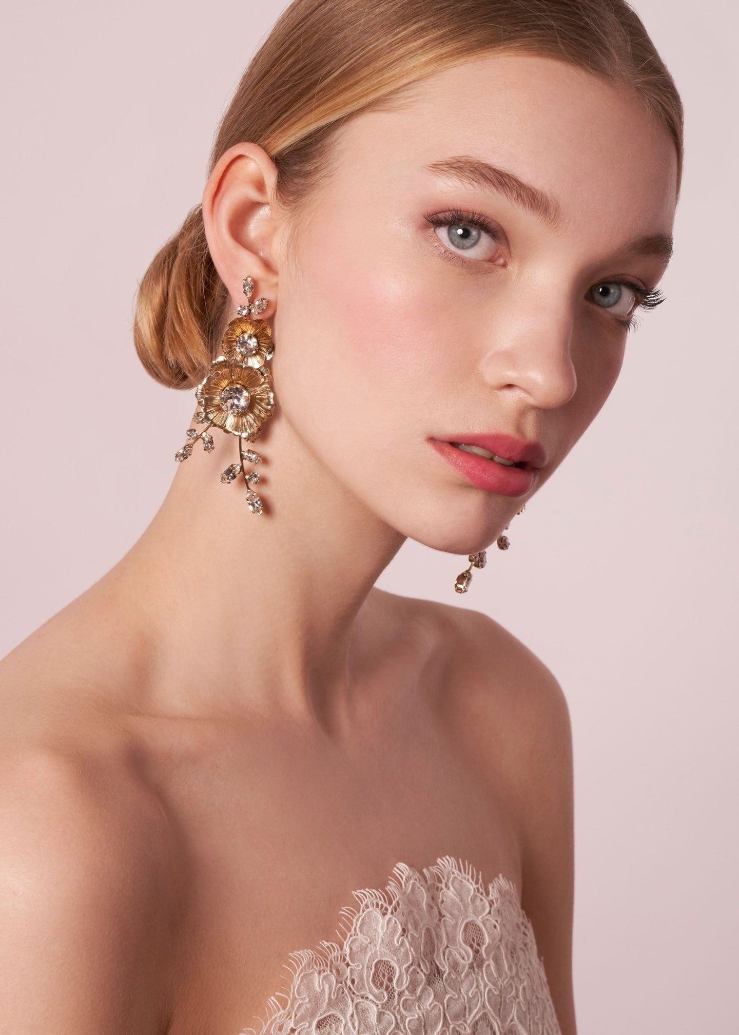 Clematis Crystalla Floral Chandelier -  bridal Earrings