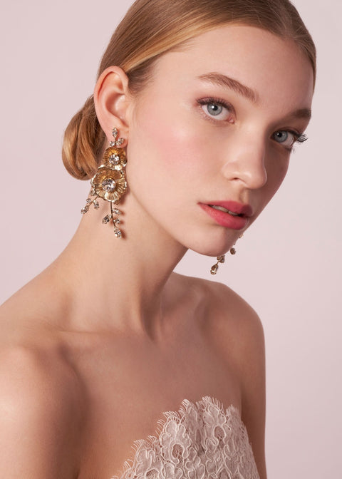 Clematis Crystalla Floral Chandelier -  bridal Earrings