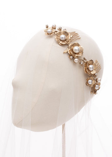 Clematis Garland Floral Comb - bridal Hairpiece - Elizabeth Bower