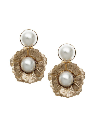 Clematis Pearl Studs - bridal Earrings - Elizabeth Bower