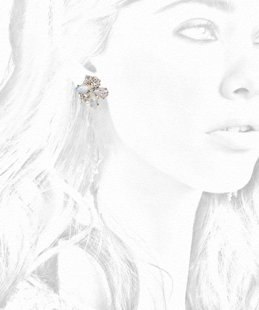 Cluster Crystal Stud Earrings - bridal Earrings - Elizabeth Bower