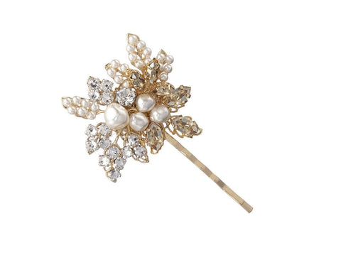 Corsage Floral Pearl Hair Pin - bridal Hairpiece - Elizabeth Bower