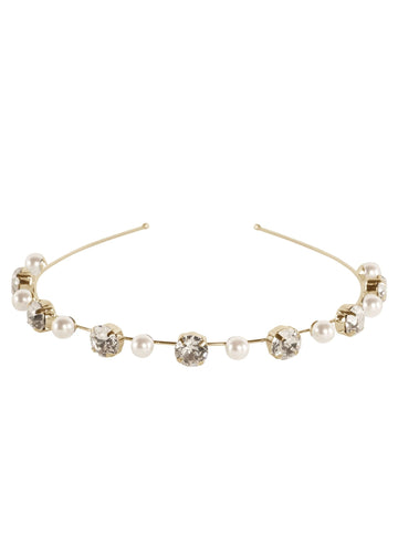 Duet Mini Pearl Crystal Headband - bridal Hairpiece - Elizabeth Bower
