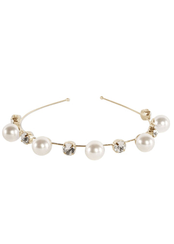 Duet Pearl Crystal Headband - bridal Hairpiece - Elizabeth Bower