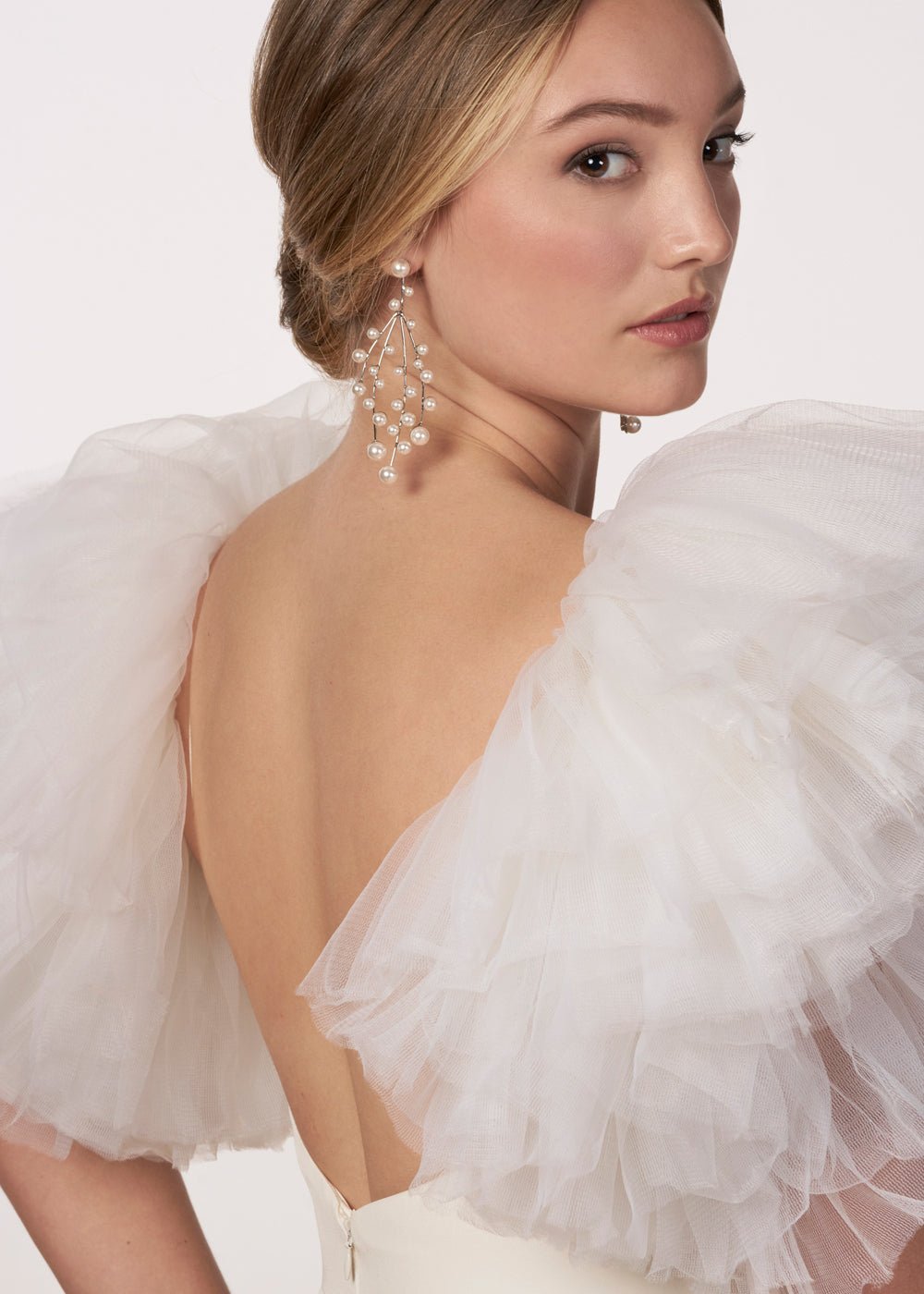 Eden Pearl Cascade Chandelier - bridal Earrings - Elizabeth Bower