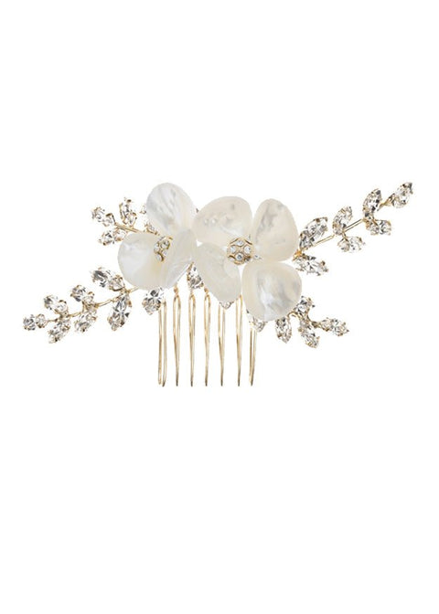 Eden Petal Floral Comb - bridal Hairpiece - Elizabeth Bower