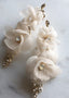 blush silk floral statement earring with Swarovski crystals on marble 