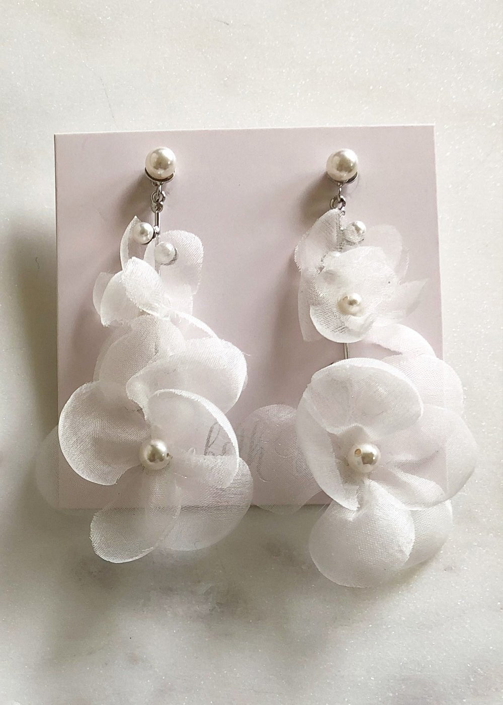 Flutter Floral Pearl Drop Earrings - bridal Earrings - Elizabeth Bower
