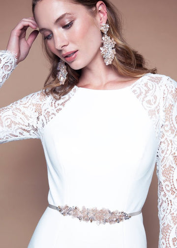 Francine Sash Long - bridal Sash - Elizabeth Bower