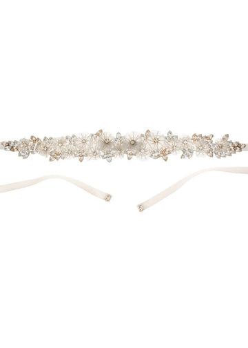 Gardenia Floral Sash Long - bridal Sash - Elizabeth Bower