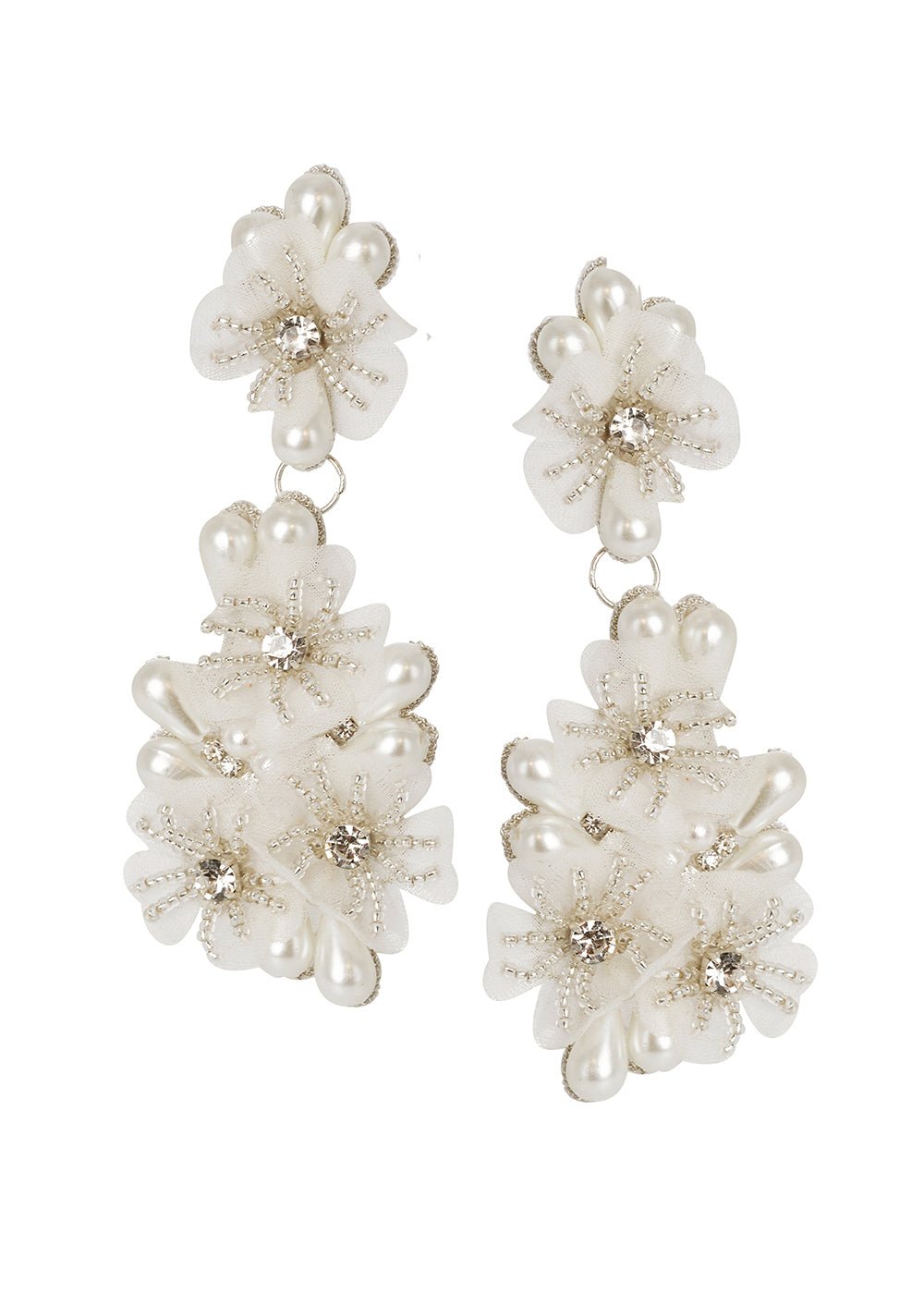 Gardenia Pearl Drop Earring - bridal Earrings - Elizabeth Bower