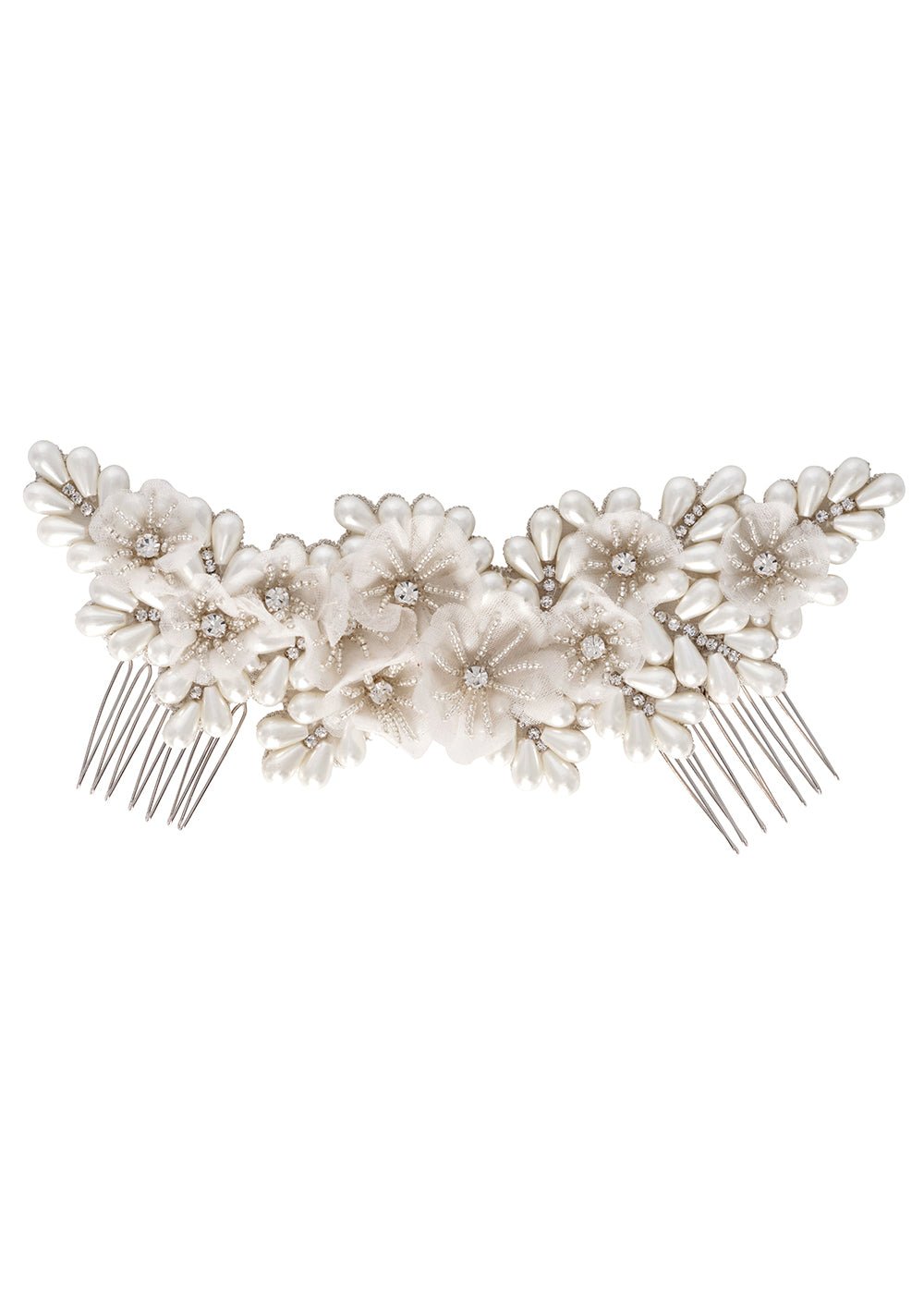 Gardenia Pearl Floral Haircomb - bridal Earrings - Elizabeth Bower