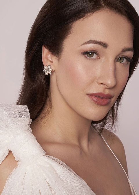 Juliette Pearl Stud Earrings - bridal Earrings - Elizabeth Bower