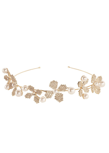 June Pearl Crystal Floral Headband - bridal hairband - Elizabeth Bower