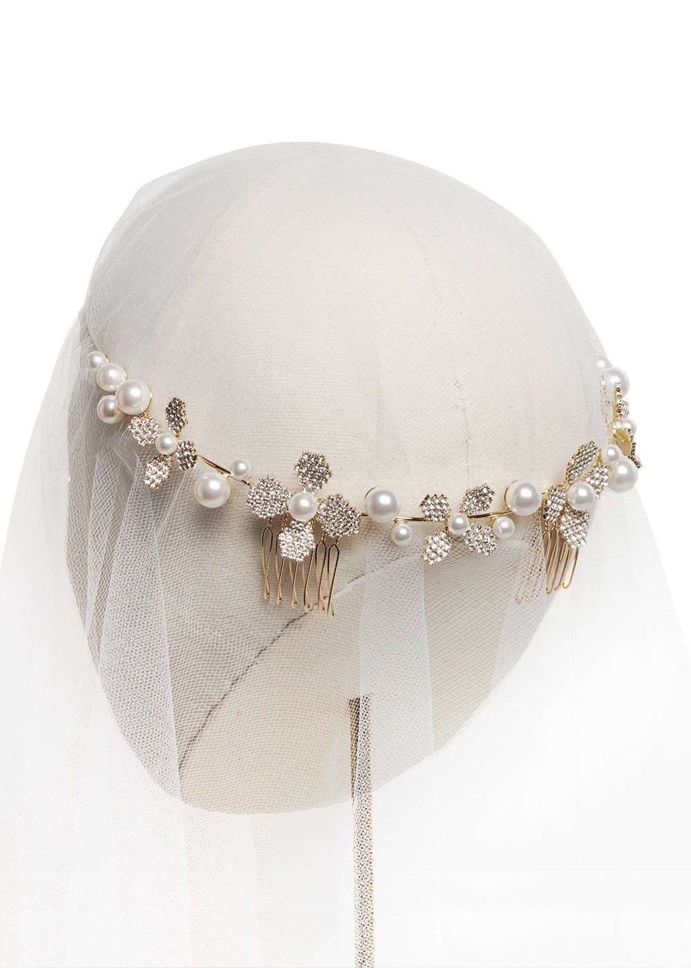 June Pearl Crystal Garland - bridal comb - Elizabeth Bower