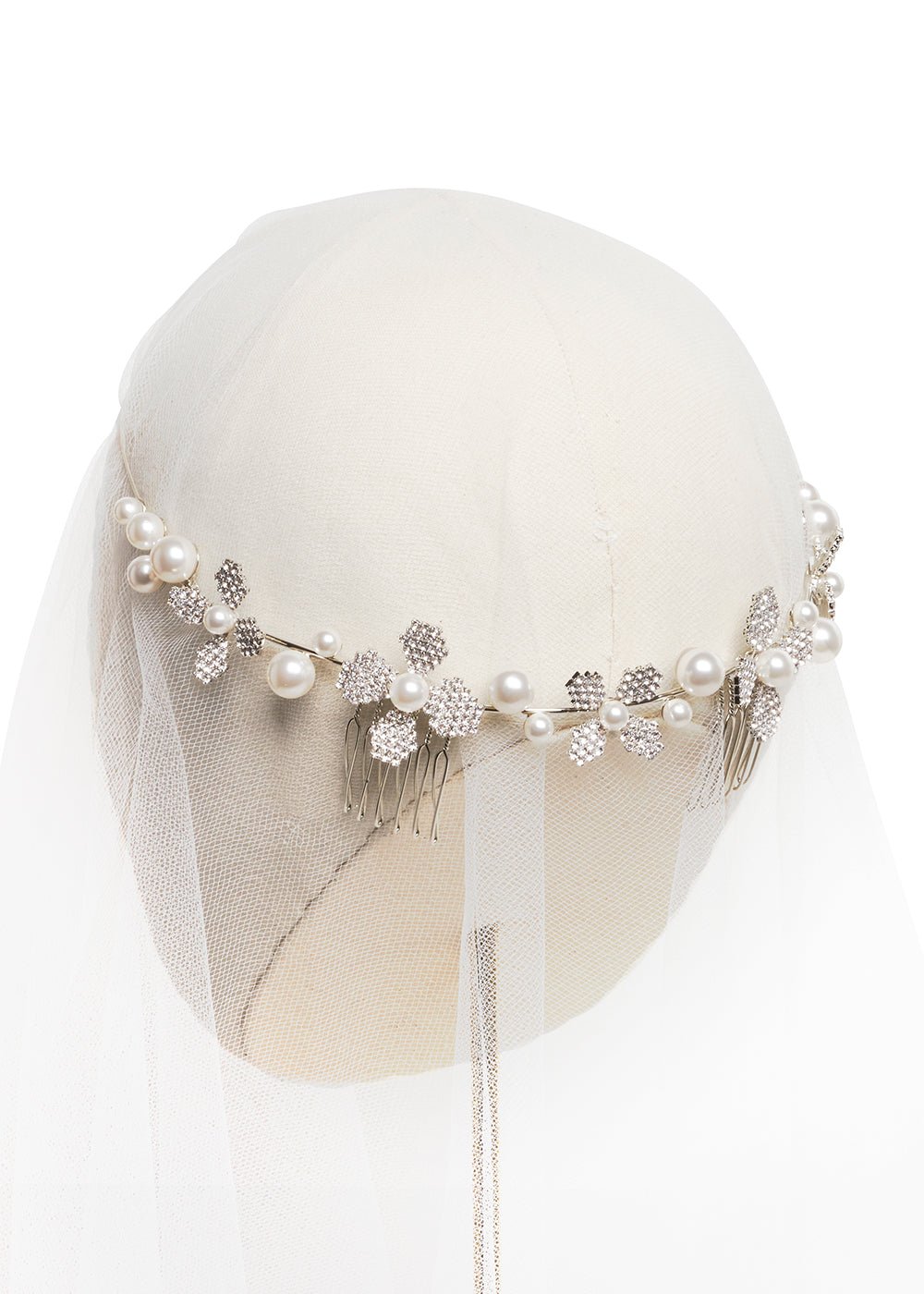 June Pearl Crystal Garland - bridal comb - Elizabeth Bower