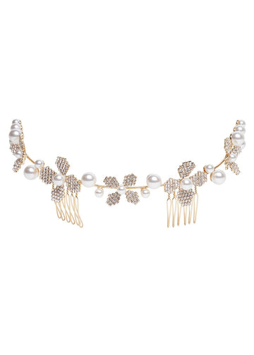 June Pearl Crystal Garland - bridal comb - Elizabeth Bower