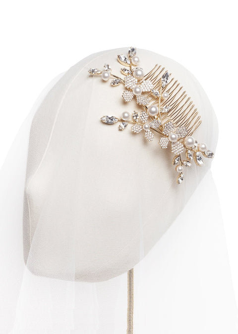 June Pearlette Pearl Bridal Comb - bridal comb - Elizabeth Bower