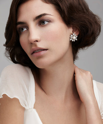 Lily Crystal Stud Earrings - bridal Earrings - Elizabeth Bower