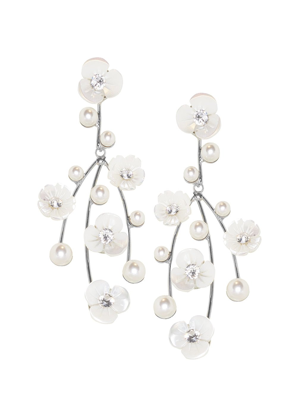 Loretta Cascade Floral Chandeliers - bridal Earrings - Elizabeth Bower