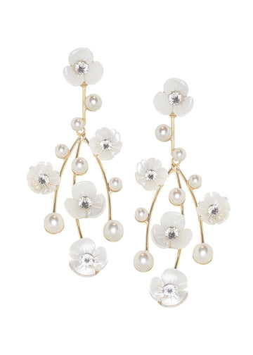 Loretta Cascade Floral Chandeliers - bridal Earrings - Elizabeth Bower