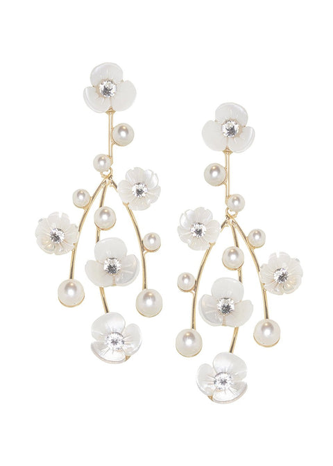 Loretta Cascade Floral Chandeliers - bridal Earrings - Elizabeth Bower
