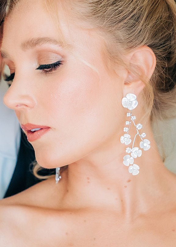 Loretta Crystal Cascade Chandelier - bridal Earrings - Elizabeth Bower