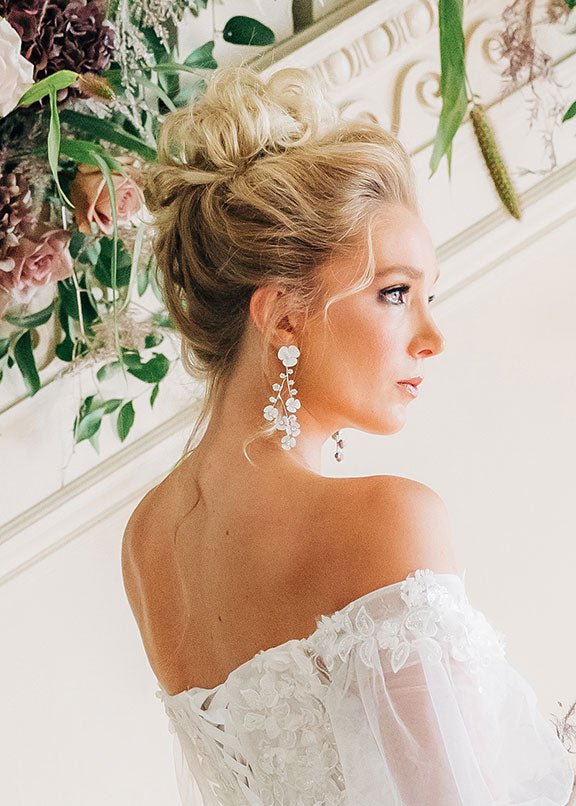 Loretta Crystal Cascade Chandelier - bridal Earrings - Elizabeth Bower
