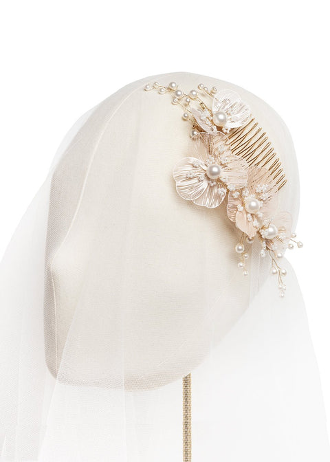 Orchid Floral Bridal Comb - bridal comb - Elizabeth Bower