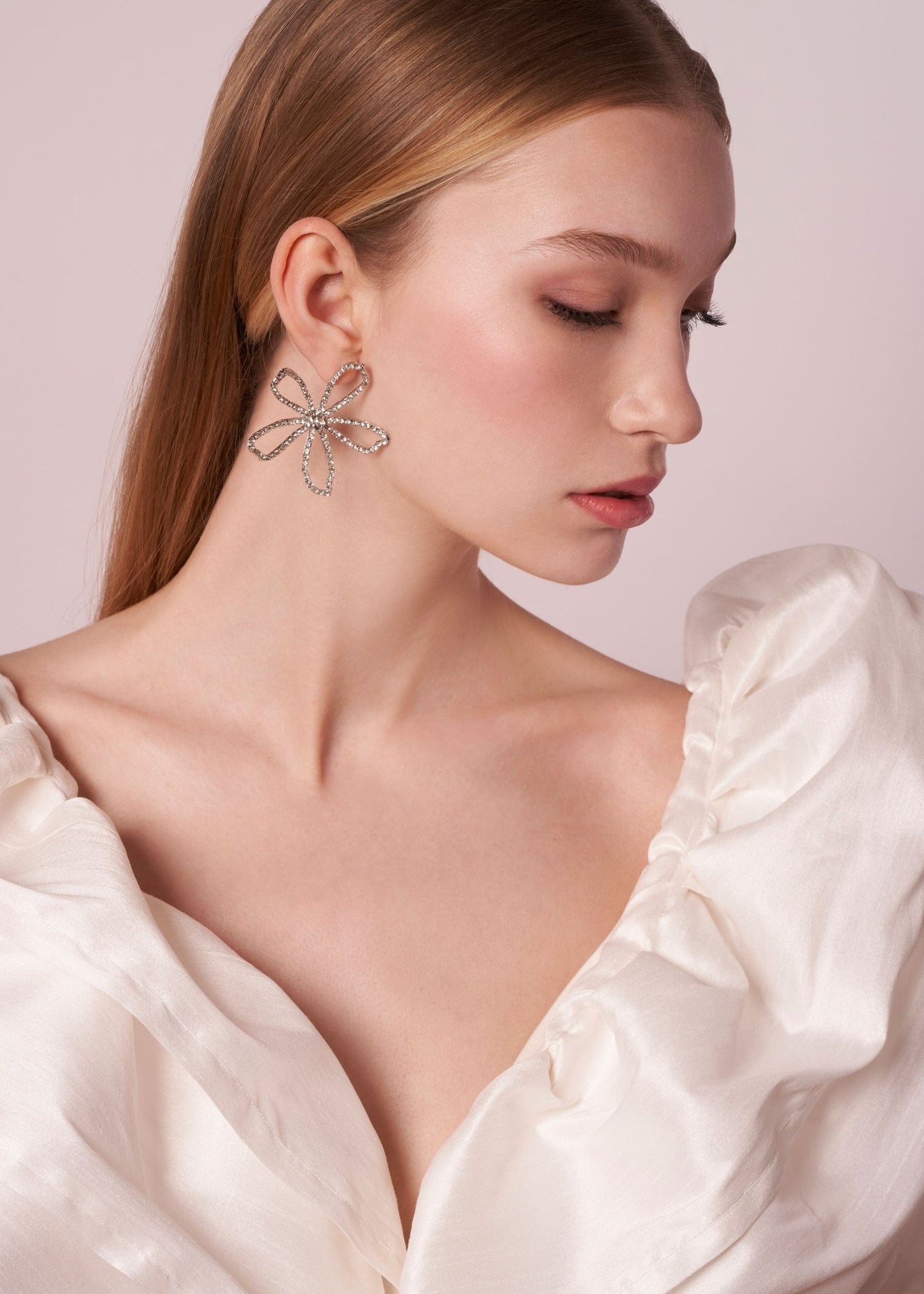 Pavet Crystal Stud Large - bridal Earrings - Elizabeth Bower