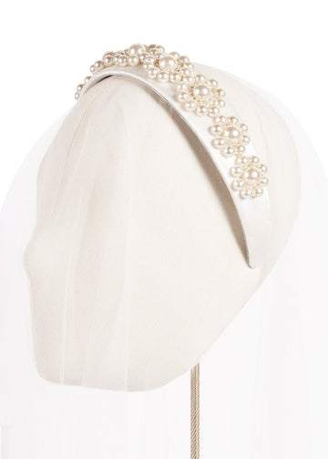Pearl Rosette Headband - bridal Hairpiece - Elizabeth Bower