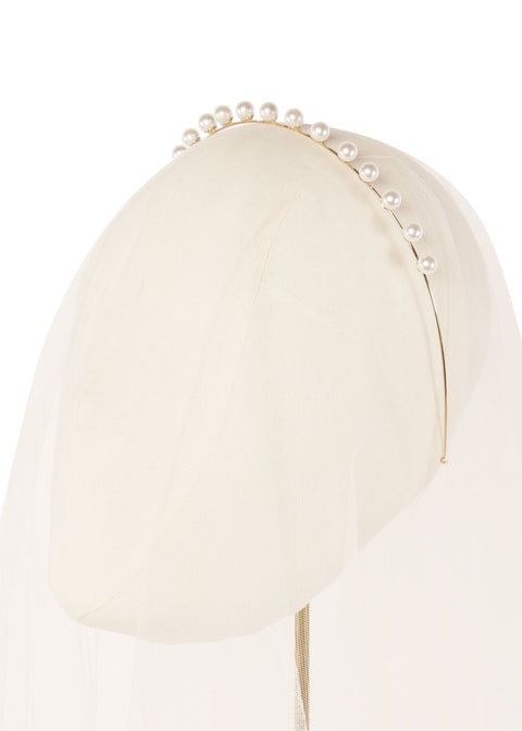 Pearlette Mini Pearl Bridal Headband - bridal Hairpiece - Elizabeth Bower