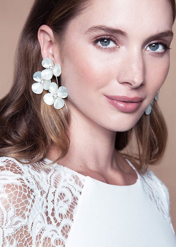 Petal Trio Earrings - bridal Earrings - Elizabeth Bower