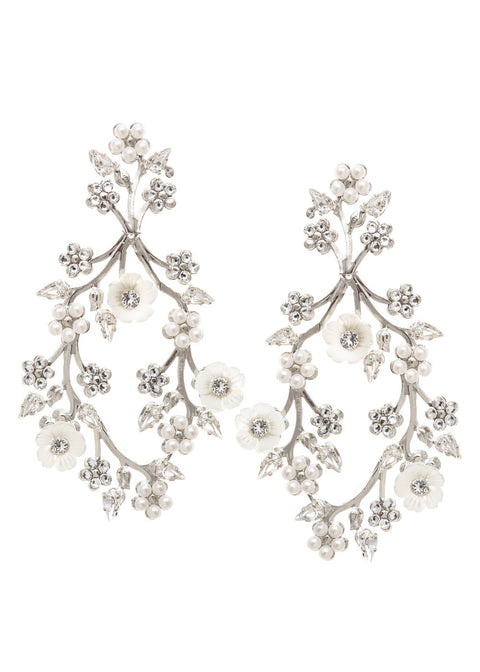 Sakura Blossom - Floral Hoop Earrings - bridal Earrings - Elizabeth Bower