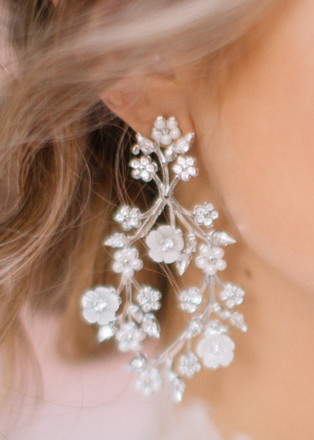 Sakura Blossom - Floral Hoop Earrings - bridal Earrings - Elizabeth Bower