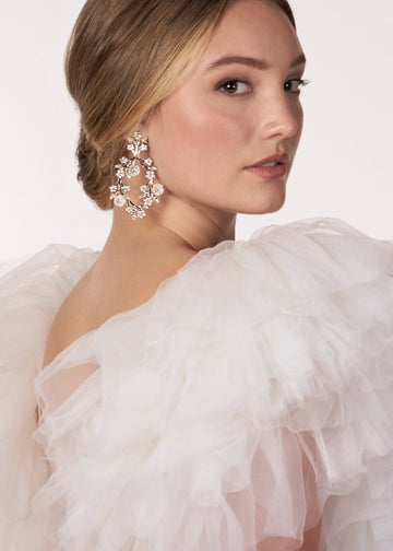 Sakura Blossom - Floral Hoop Earrings - bridal Earrings - Elizabeth Bower