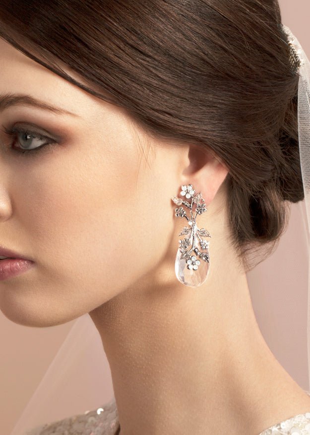 Sakura Dew Crystal Drop Earrings - bridal Earrings - Elizabeth Bower