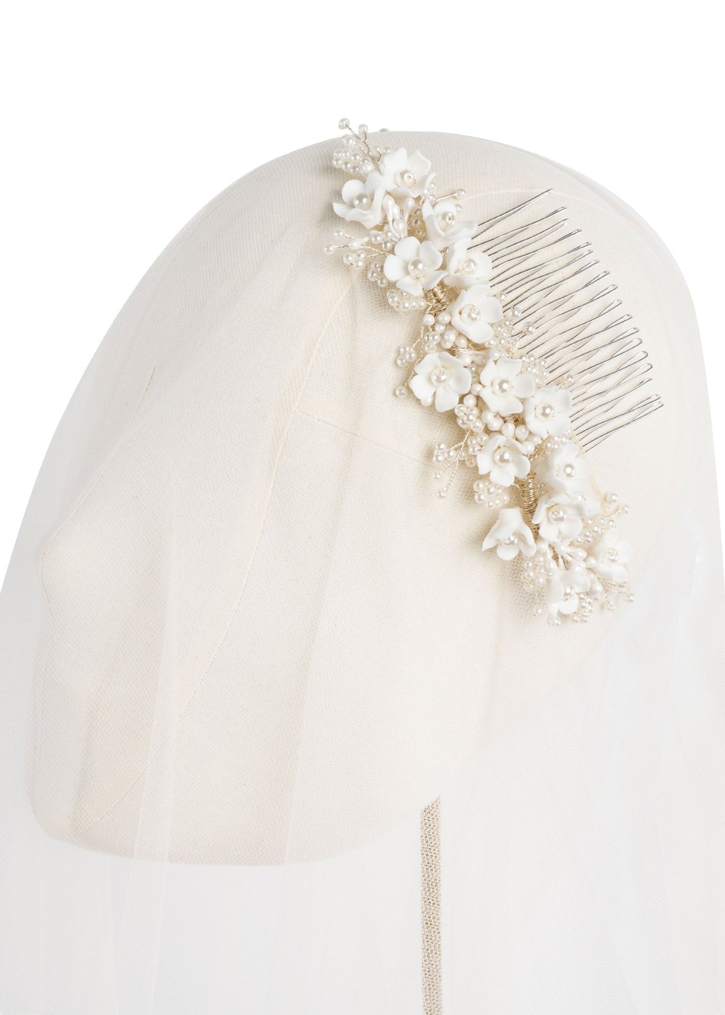 Snowdrop Double Floral Bridal Comb - bridal hairpiece - Elizabeth Bower