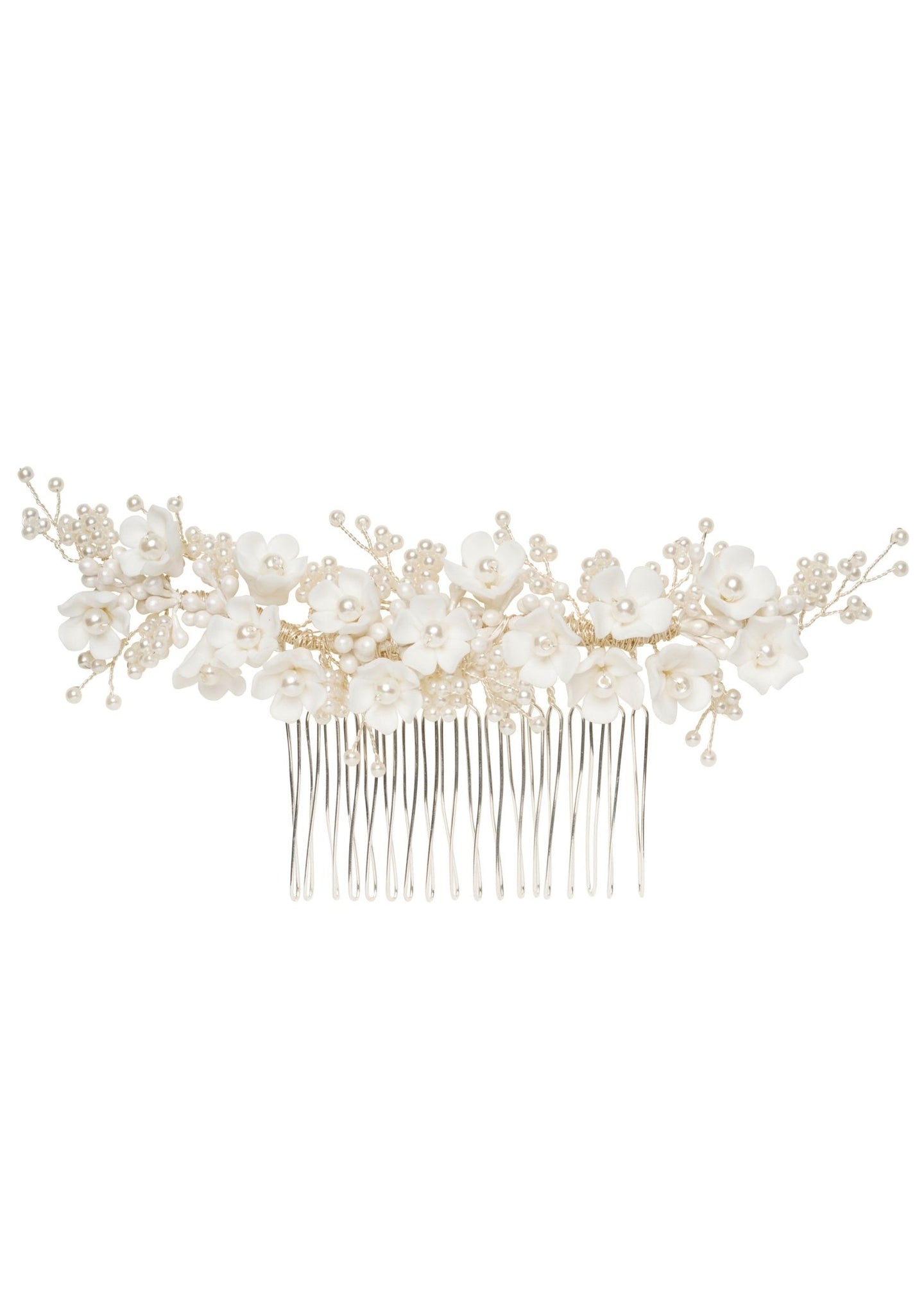 Snowdrop Double Floral Bridal Comb - bridal hairpiece - Elizabeth Bower