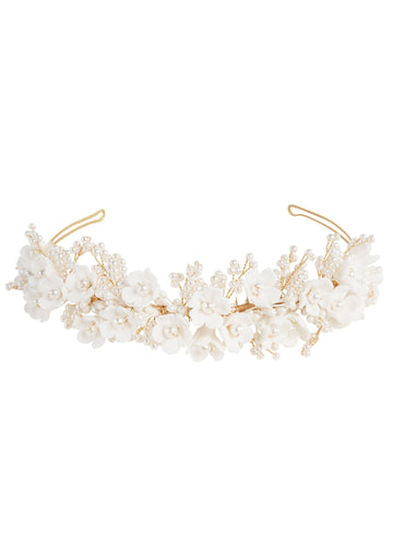 Snowdrop Floral Hairpiece - bridal hairpiece - Elizabeth Bower
