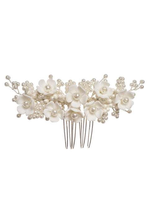 Snowdrop Mini Floral Comb - bridal hairpiece - Elizabeth Bower