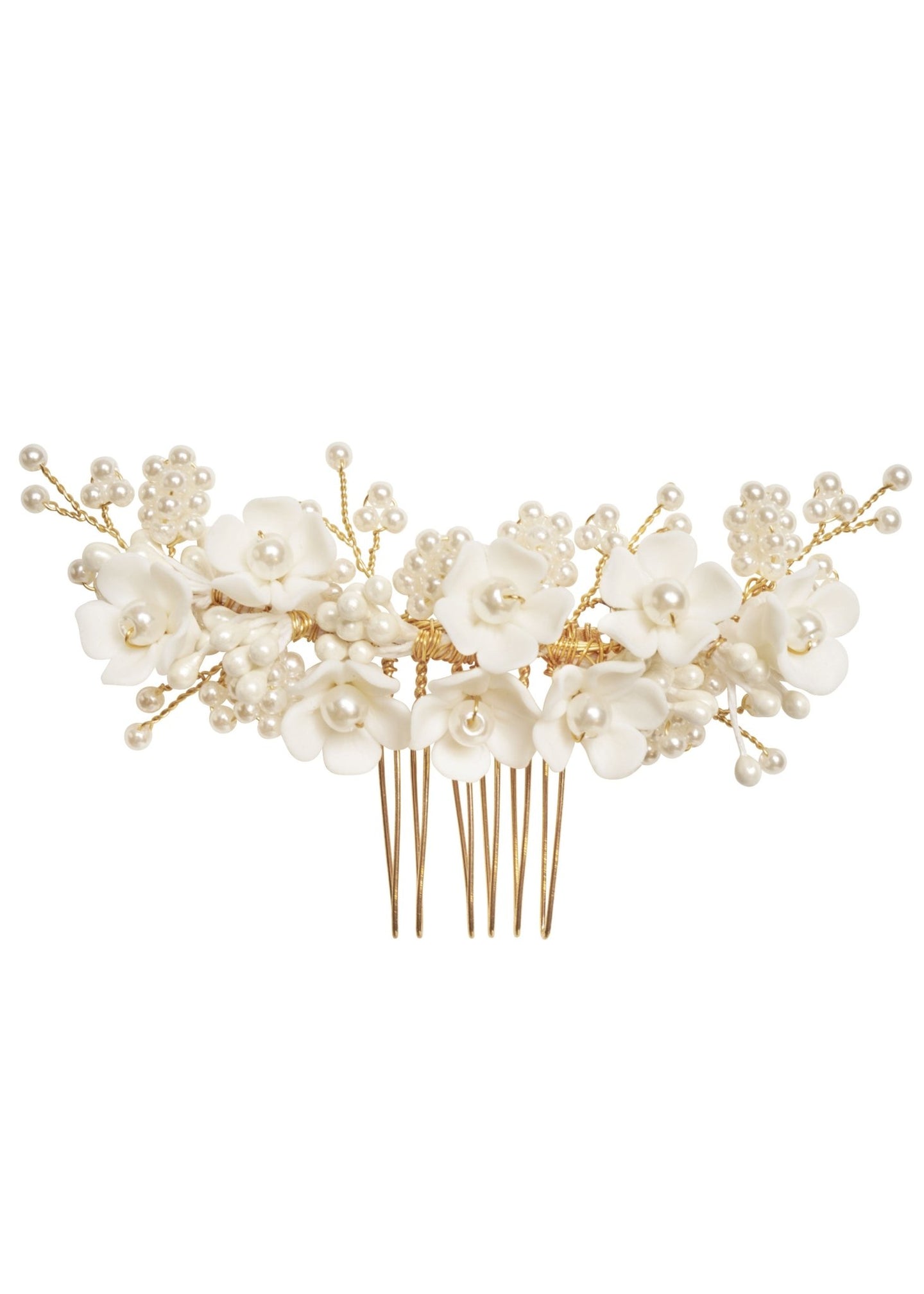Snowdrop Mini Floral Comb - bridal hairpiece - Elizabeth Bower