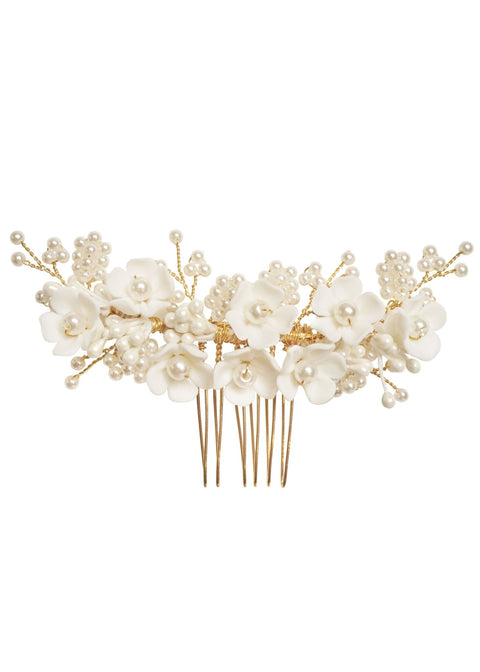 Snowdrop Mini Floral Comb - bridal hairpiece - Elizabeth Bower