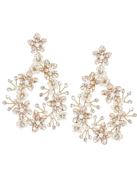 Spring Floral Hoop Earrings - bridal Earrings - Elizabeth Bower