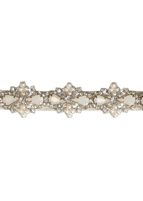 Star Flower Crystal Sash - Long - bridal Sash - Elizabeth Bower