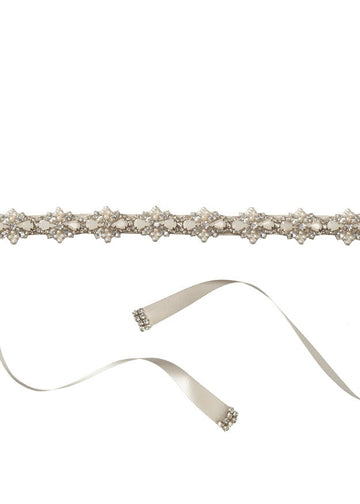 Star Flower Crystal Sash - Long - bridal Sash - Elizabeth Bower